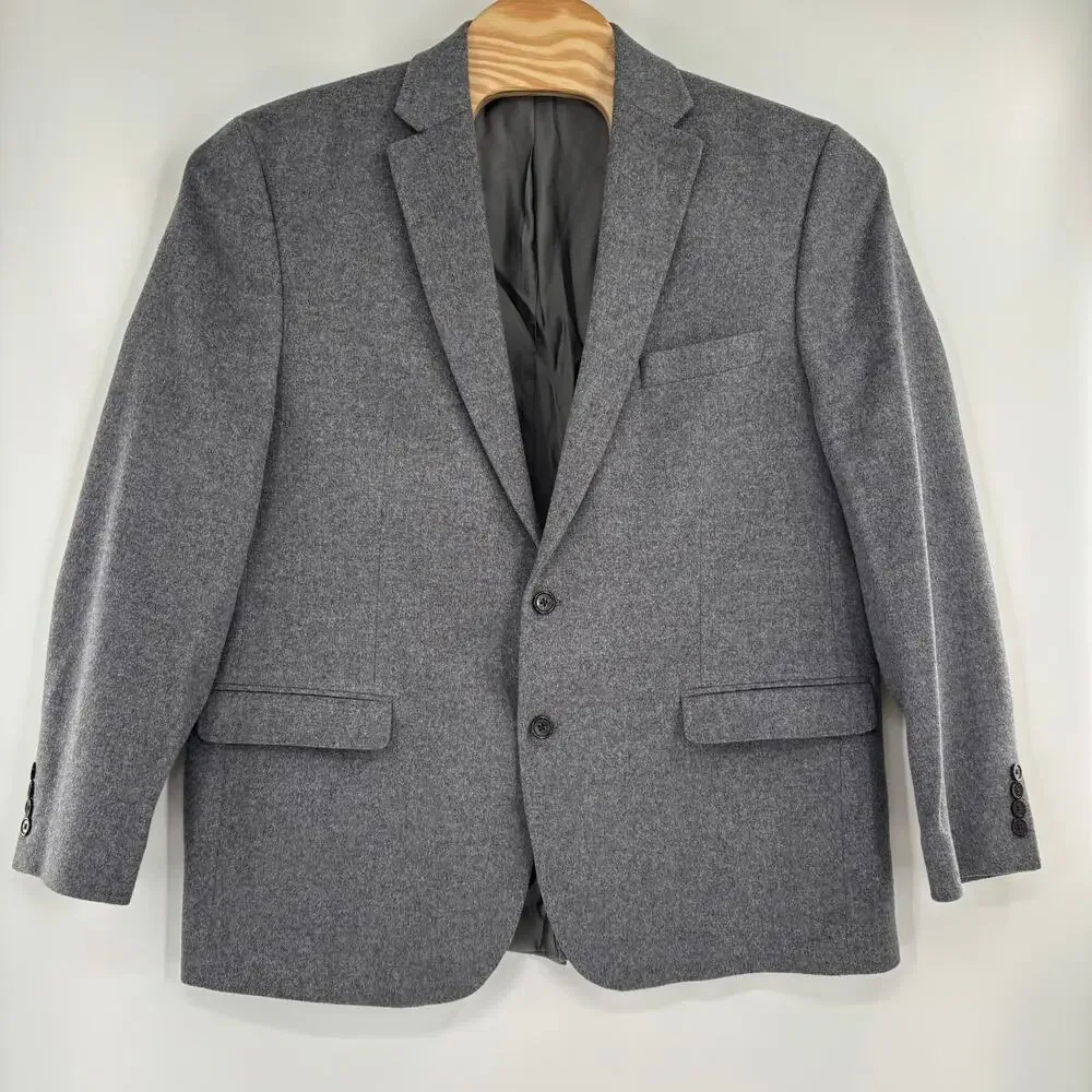 Lauren Ralph Lauren Mens‎ 46L Gray Wool Silk Cashmere Blend 2 Button Blazer